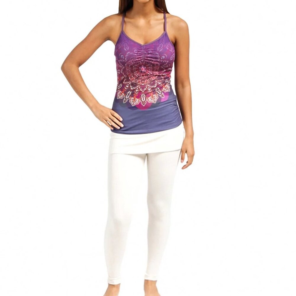 prAna Sartori yoga skirted fitted leggings pants-off white/cream-extra small XS - Picture 10 of 14